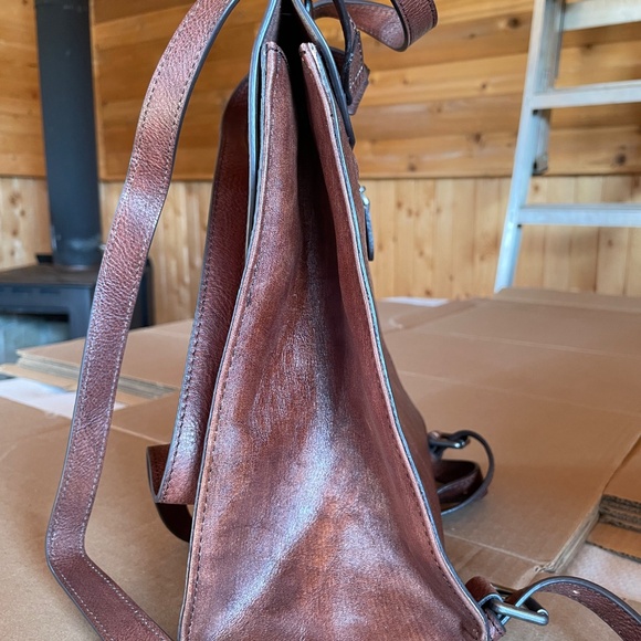 NWOT Brown Embossed Leather Backpack - Picture 4 of 11